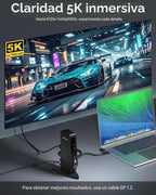 WAVLINK Estación de acoplamiento USB C con monitor doble, estación de acoplamiento Displaylink dual de 5K/4K a 60Hz para Mac M1/M2/M3/M4 o Windows, base para laptop 13 en 1 con 2X HDMI, 2X DP, 130WPD