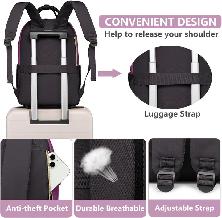 Mochila para laptop para mujer, bolsa de trabajo, mochila de viaje...