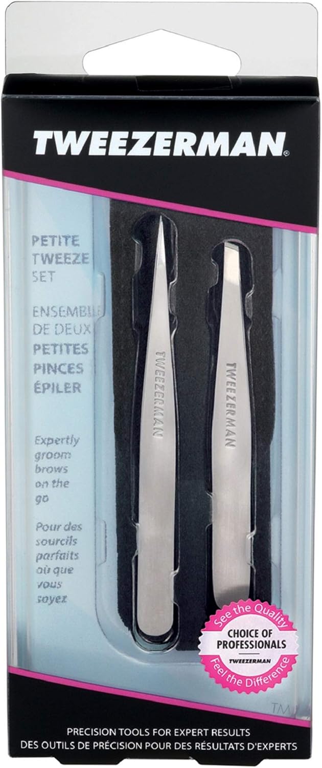Tweezerman Juego de pinzas pequeñas con estuche de viaje, pinzas pu...