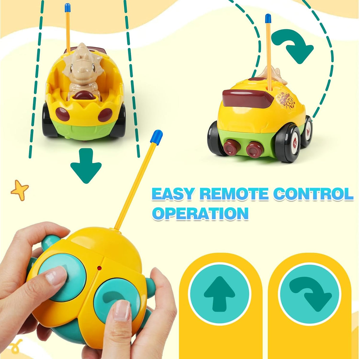 QPOU Juguete de dinosaurio a control remoto para niños pequeños