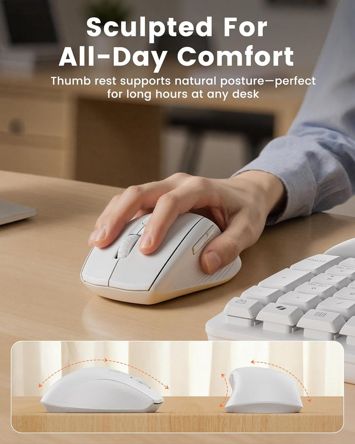 Combo de teclado y mouse inalámbricos blancos para MacBook y Window...
