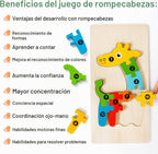 Paquete de 9 rompecabezas de madera para niños de 3 a 5 años, rompecabezas de animales Montessori
