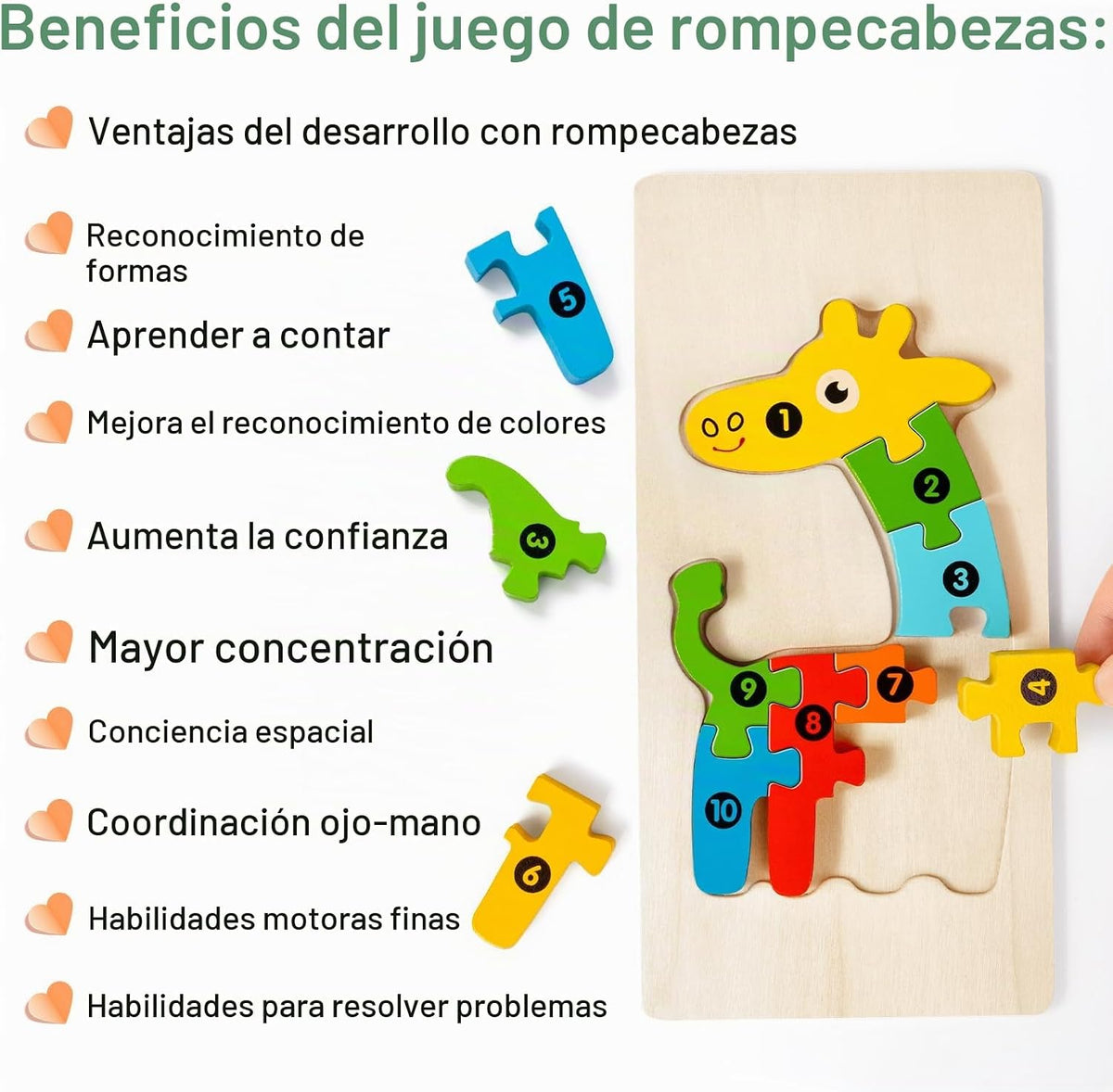 Paquete de 9 rompecabezas de madera para niños de 3 a 5 años, rompecabezas de animales Montessori
