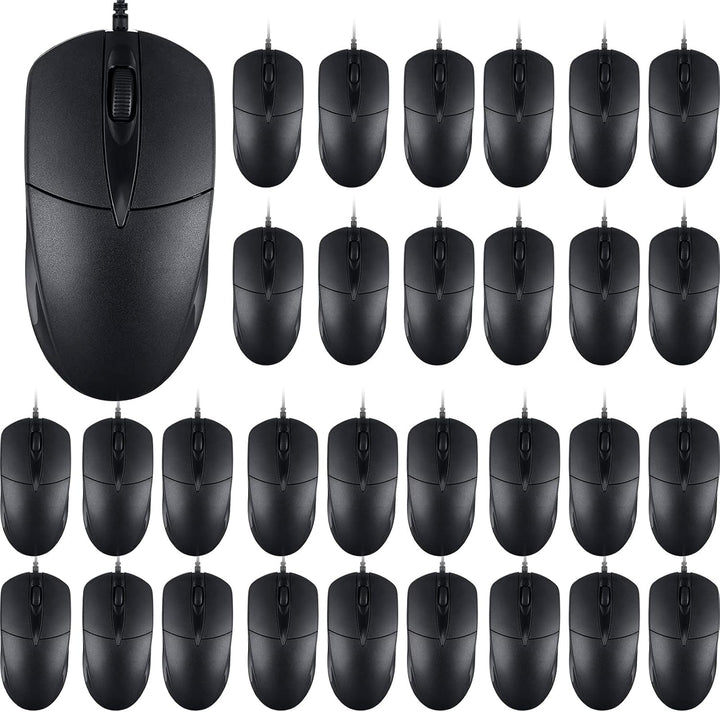 SUNYIWJIE 60 unidades de mouse USB con cable negro para computadora...