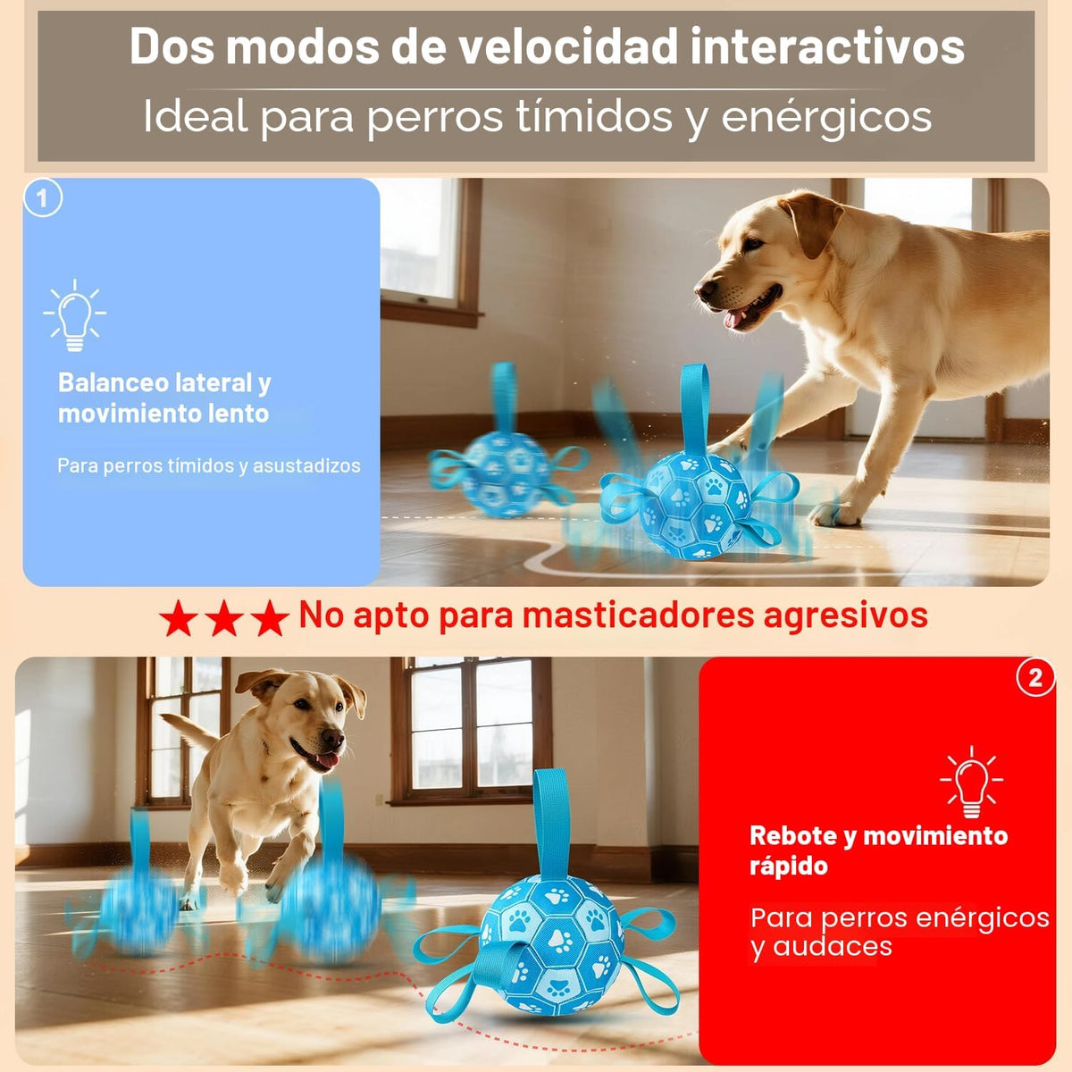 Juguetes interactivos para perros, pelota de fútbol para perros