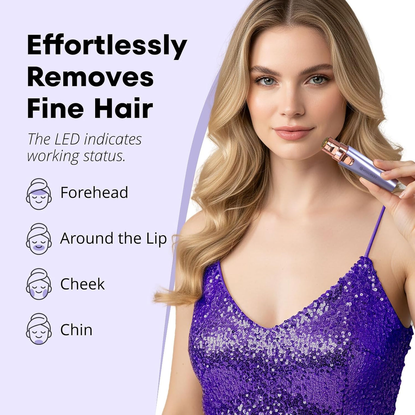 VG VOGCREST Recortadora de cejas y facial: depilación facial recarg...