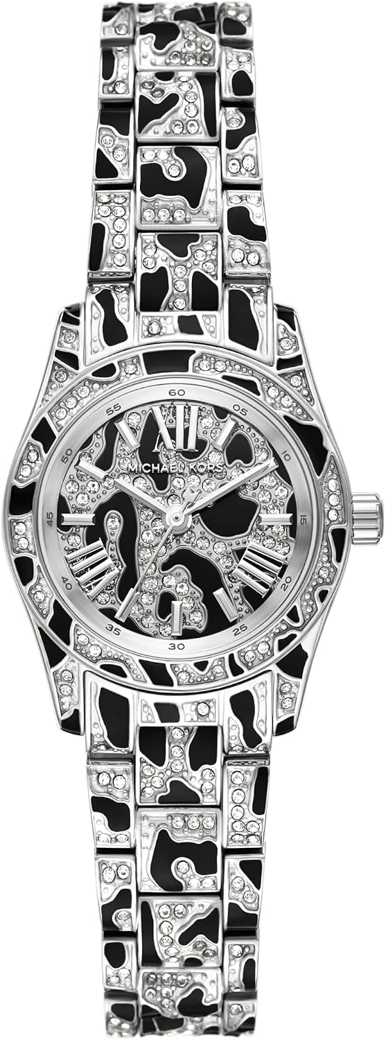 Reloj para mujer Michael Kors Lexington de tres manecillas con estampado animal en acero inoxidable (Modelo: MK7640)