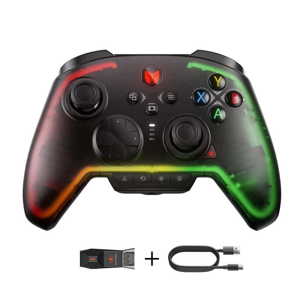BIGBIG WON Controlador Inalámbrico, Rainbow 2 Pro Controladores para PC con Movimiento de Apuntado, Disparadores Hall, Joystick ALPS, Botón Personalizado, Audio de 3.5 mm para PC Windows/Android/iOS/Switch