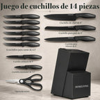 Juego de cuchillos con bloque afilador integrado, apto para lavavajillas