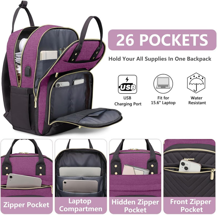 Mochila para laptop para mujer, bolsa de trabajo, mochila de viaje...