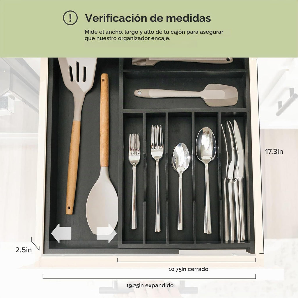 Organizador de cajones de cubiertos y utensilios