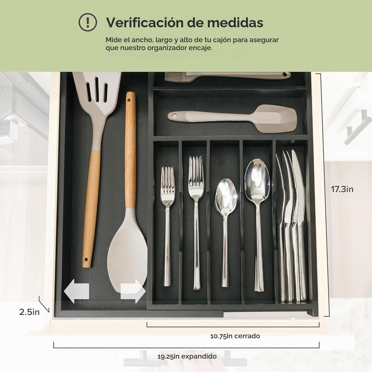 Organizador de cajones de cubiertos y utensilios