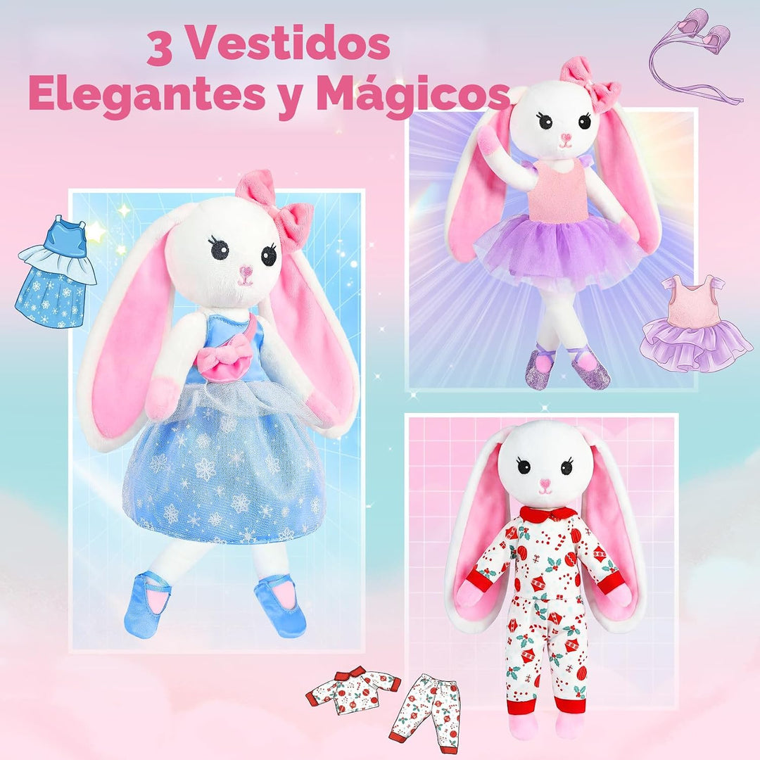 Muñeca bailarina de peluche para niñas de 3 a 8 años, conejito de p...