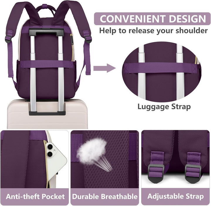 bagswan Mochila para laptop para mujer, 62-púrpura oscuro, 15,6 pul...