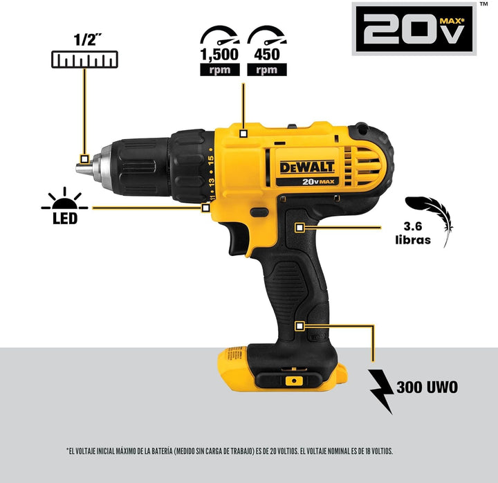 DEWALT Kit de combo de perforación inalámbrico de 20V MAX, 2-Herram...