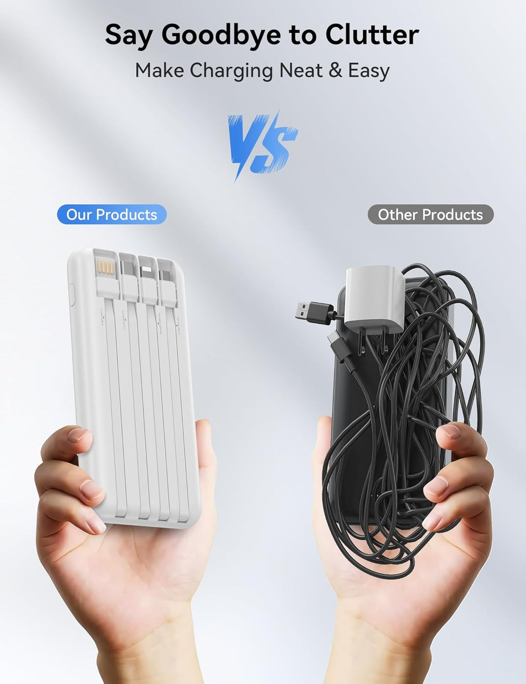 Cargador portátil de 10000 mAh integrado con 4 cables, cargador de...