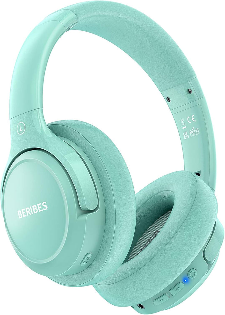 BERIBES Auriculares Bluetooth sobre la oreja, tiempo de reproducció...