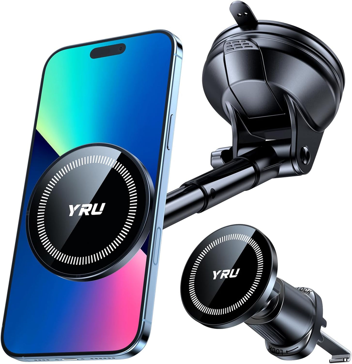 YRU Upgrade【80+LB Super Suction】Soporte magnético para teléfono para