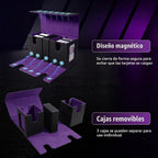 TiMOVO Caja de Deck MTG Commander para YuGiOh TCG CCG Magic Cards, negra+púrpura
