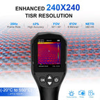 Pistola de cámara de imágenes térmicas, termómetro infrarrojo AIOMEST con resolución TISR de 240 × 240, frecuencia de actualización de 25 Hz, -4 °F a 1022 °F para HVAC, inspección del hogar
