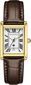 PIERRE RICHARDSON PR1092 Reloj para Mujer - Correa de Cuero, Movimiento de Cuarzo Japonés, Resistente al Agua 5ATM, Cristal de Zafiro Resistente a Arañazos