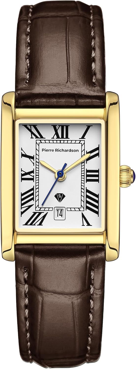 PIERRE RICHARDSON PR1092 Reloj para Mujer - Correa de Cuero, Movimiento de Cuarzo Japonés, Resistente al Agua 5ATM, Cristal de Zafiro Resistente a Arañazos