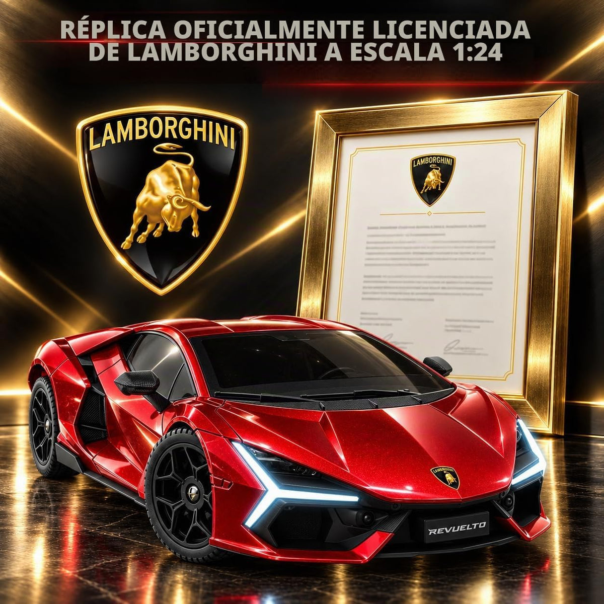 Coche de control remoto - 1:24 Lamborghini Revuelto RC Drift Car con LED