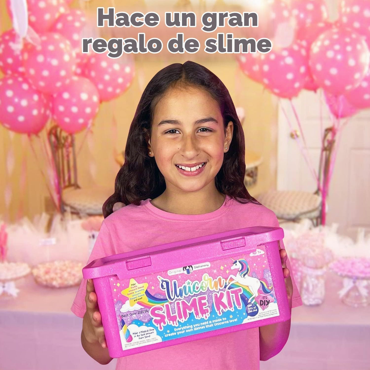 Original Stationery Kit de slime de unicornio que brilla en la oscuridad para niñas de 7 a 12 años, juego de fabricación de slime con más de 25 mezclas y activador, divertida actividad de manualidades creativa, regalo de cumpleaños para niños