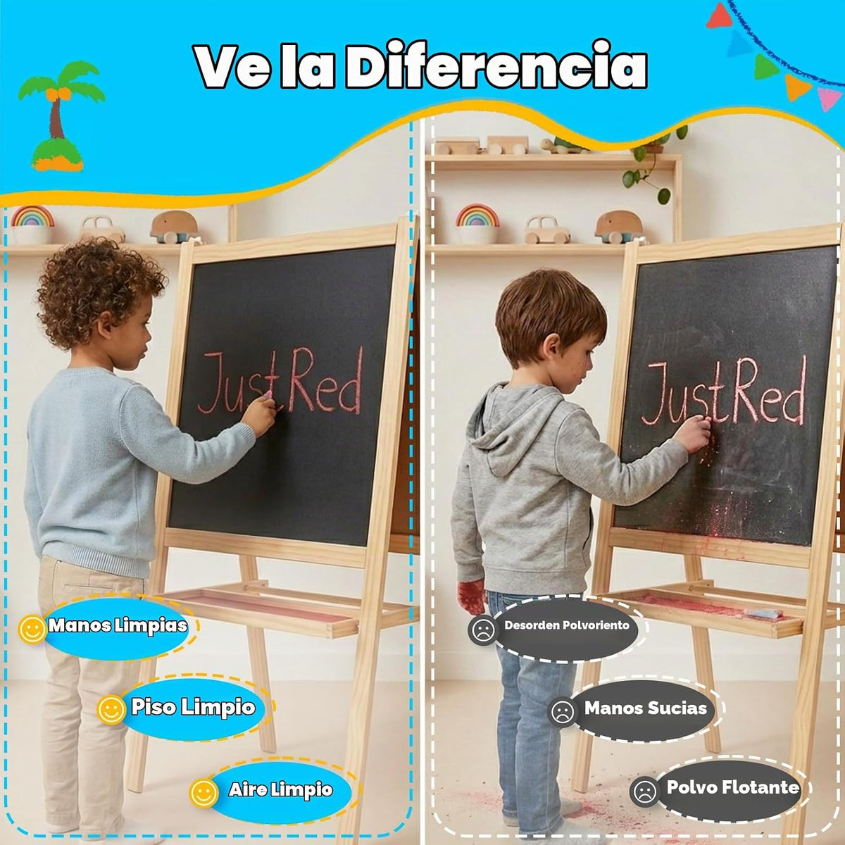 Tiza sin polvo para niños con soporte, set de tizas para acera lavables de 24 colores