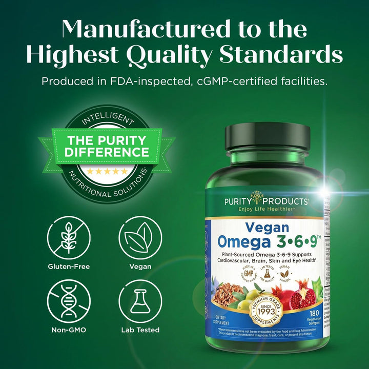 Purity Products Omega 3-6-9 Fórmula Vegana y Vegetariana - Complejo...