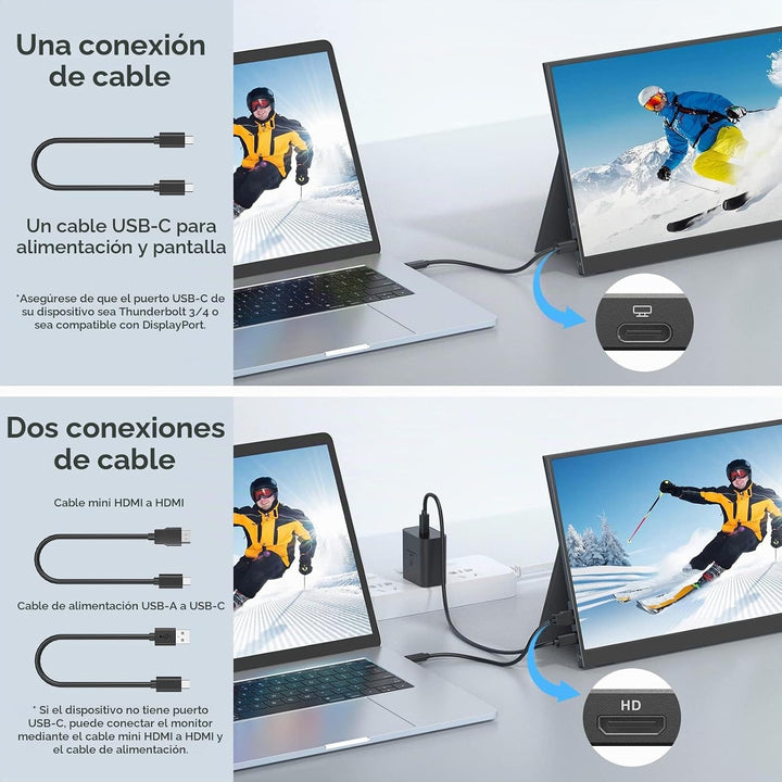 ForHelp Monitor Portátil de 17.3 Pulgadas 1080P FHD 144Hz Monitor d...