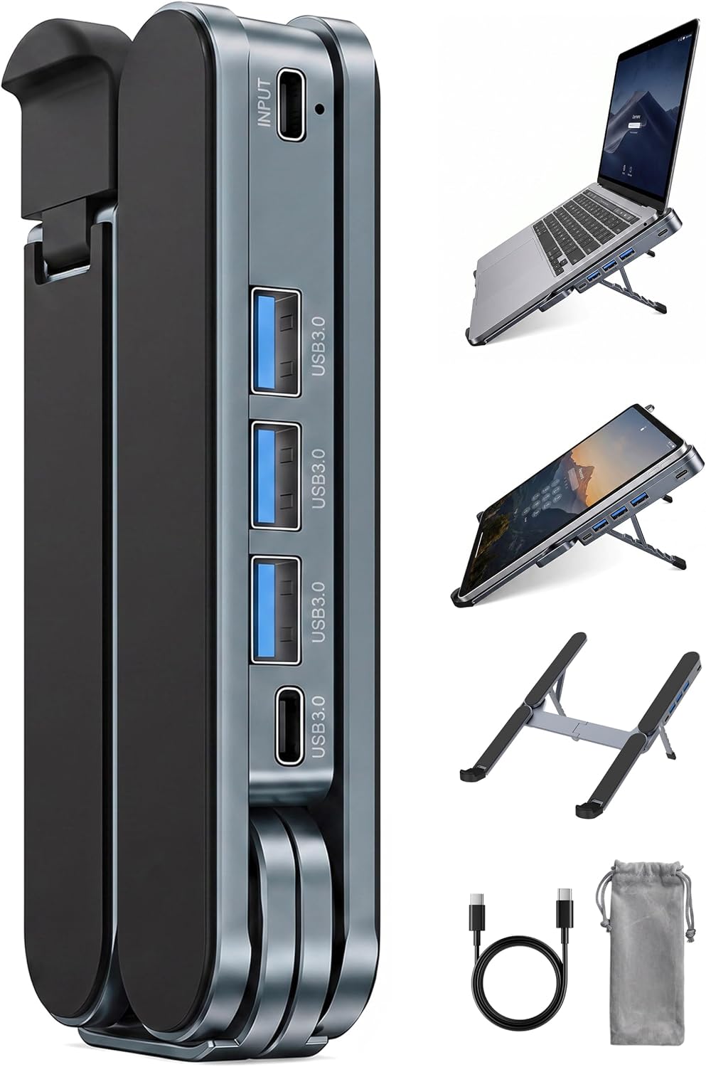 werfami Soporte para laptop con estación de acoplamiento plegable p...