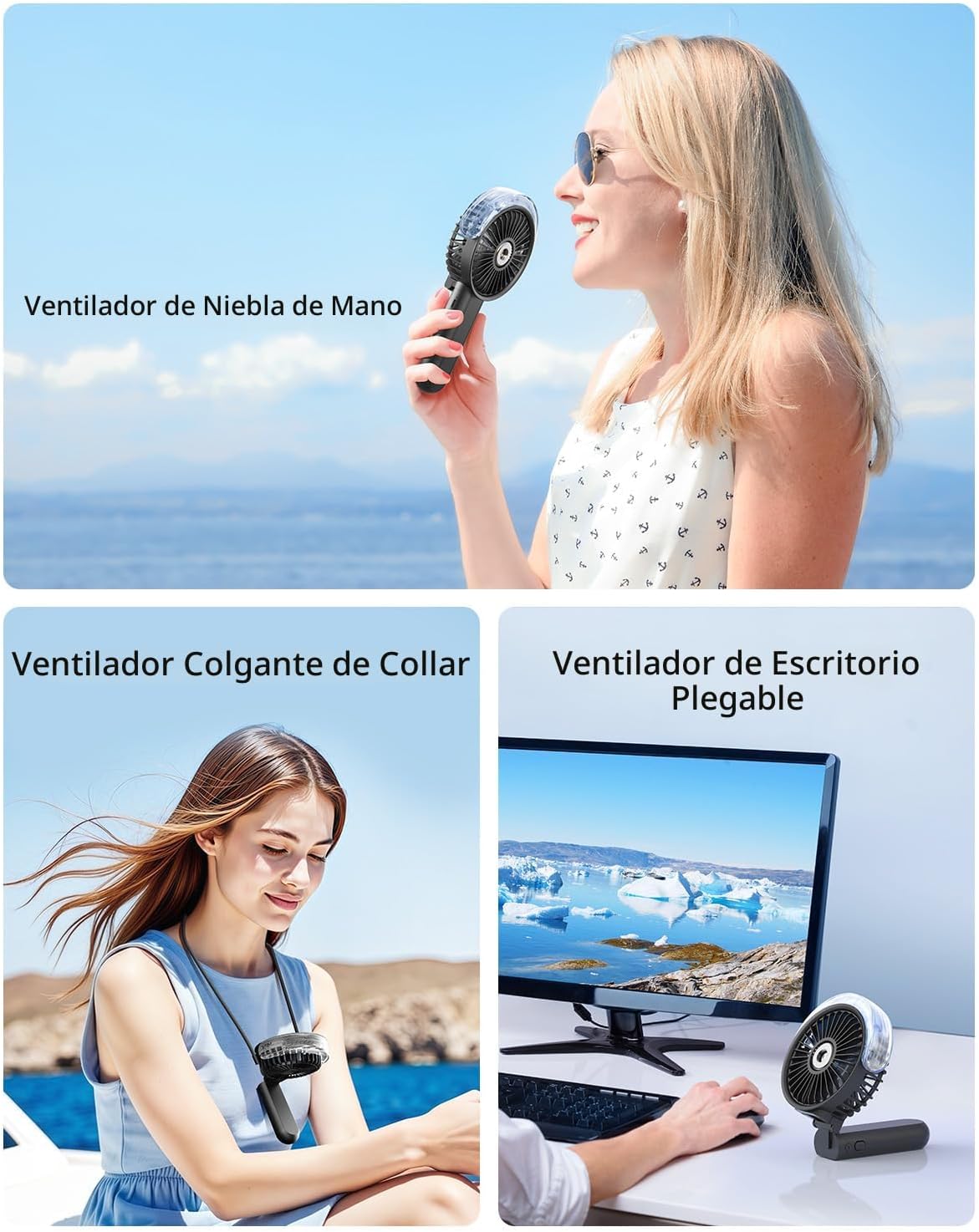 SWEETFULL Ventilador portátil de niebla - Ventilador personal de ma...