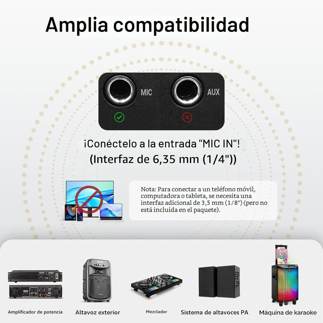 TONOR Micrófonos inalámbricos, sistema de micrófono dinámico de met...