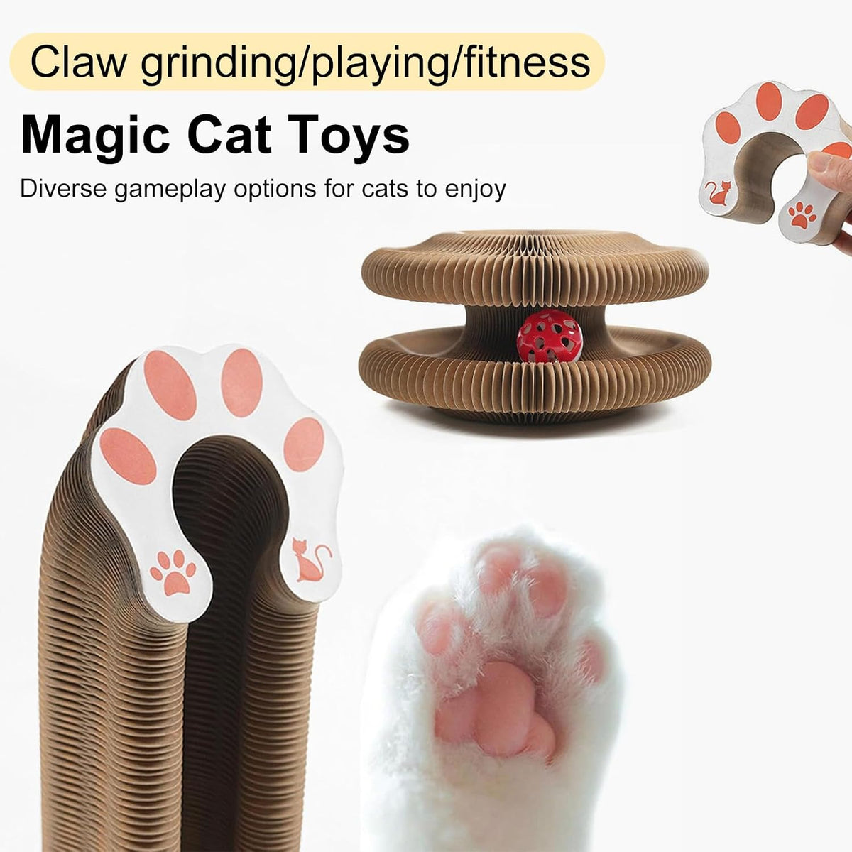 Kitty Curls - Juguete para gatos, rascador de gato para moler garra, cartón