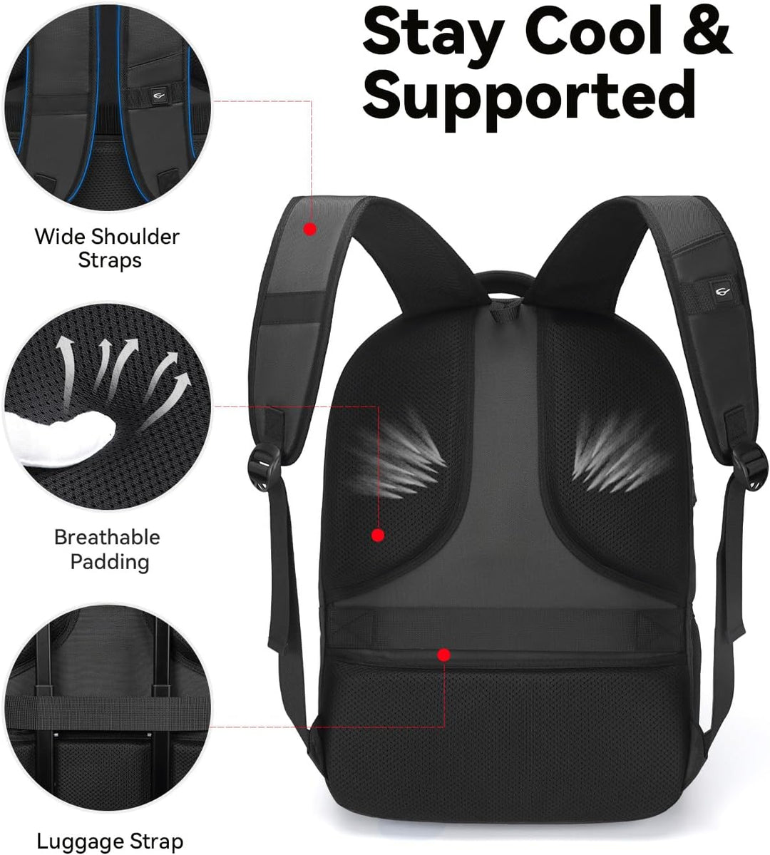 CROSSGEAR Mochila grande de viaje de 17.3 pulgadas, con cerradura a...