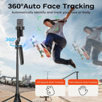 Trípode para selfie de seguimiento automático de 70.9 pulgadas para iPhone Android, sin aplicación, trípode de rotación de 360° que sigue tu movimiento con control remoto para transmisión en vivo, TikTok, YouTube