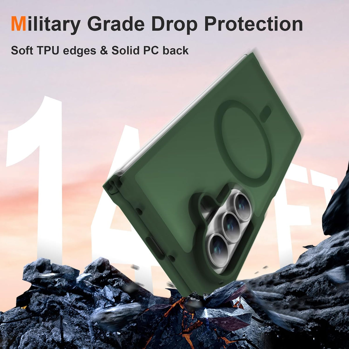 ORETECH Magnético para Samsung Galaxy Z Fold 7 Funda, Protector Translúcido Antideslizante PC Rígido Amortiguador para Samsung Z Fold 7 - Verde