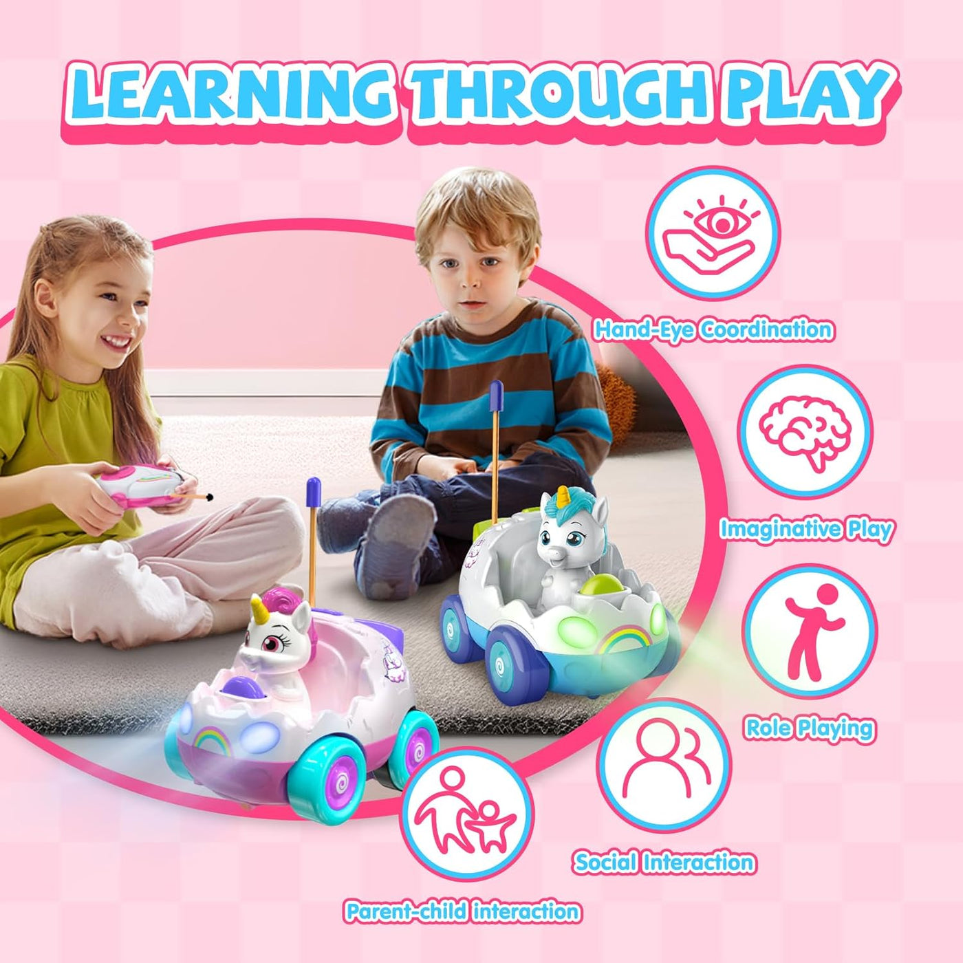 AEROQUEST Juguetes de unicornio para niñas, auto a control remoto p...