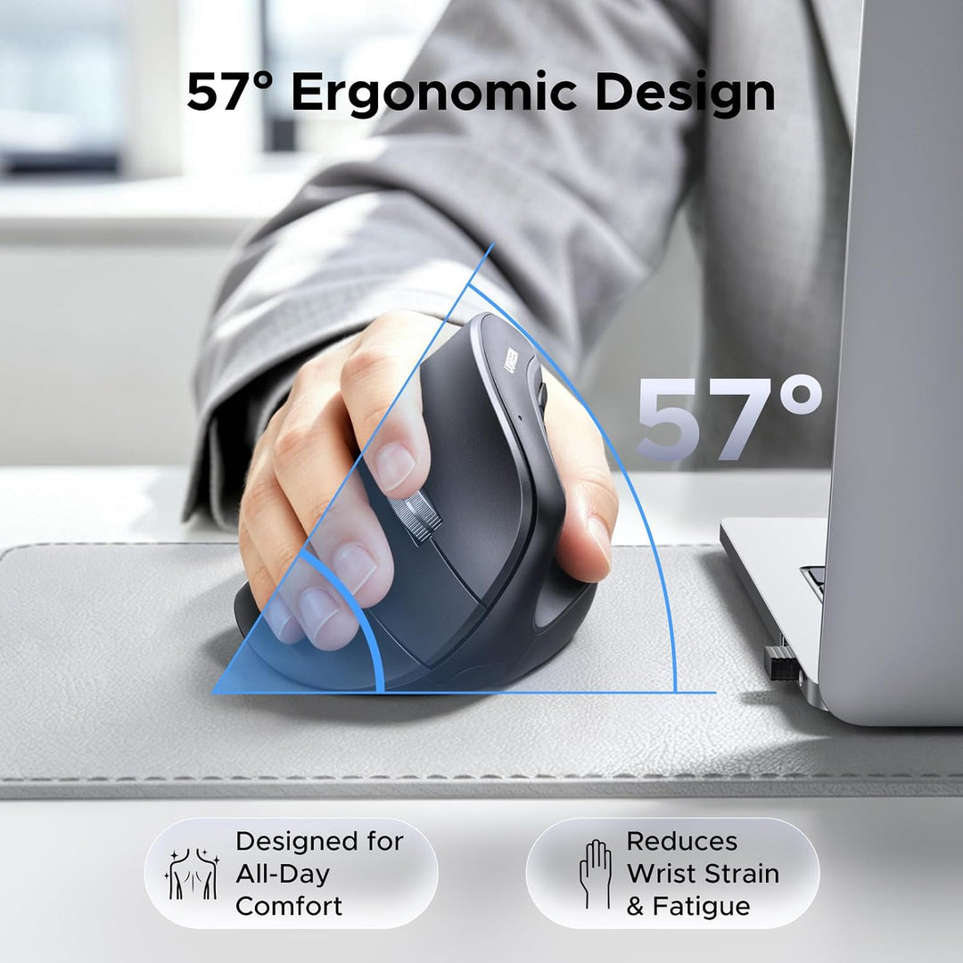 UGREEN Ratón inalámbrico vertical (Bluetooth 5.0+2.4G) ergonómico c...