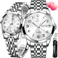 OLEVS Relojes de Pareja de San Valentín - Lujo, Moda para Hombre y Mujer, Juego de Relojes