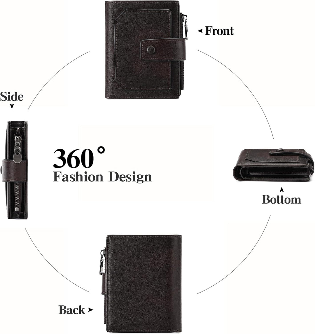 GAEKEAO Billeteras de cuero genuino para hombre con cremallera, blo...