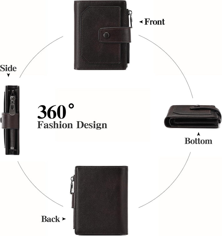 GAEKEAO Billeteras de cuero genuino para hombre con cremallera, blo...