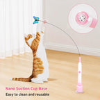 Varita eléctrica de mariposa para gatos de interior, juego automático giratorio de 360 grados con 2 modos y toque para despertar, base de succión lavable recargable, 3 recambios de mariposa
