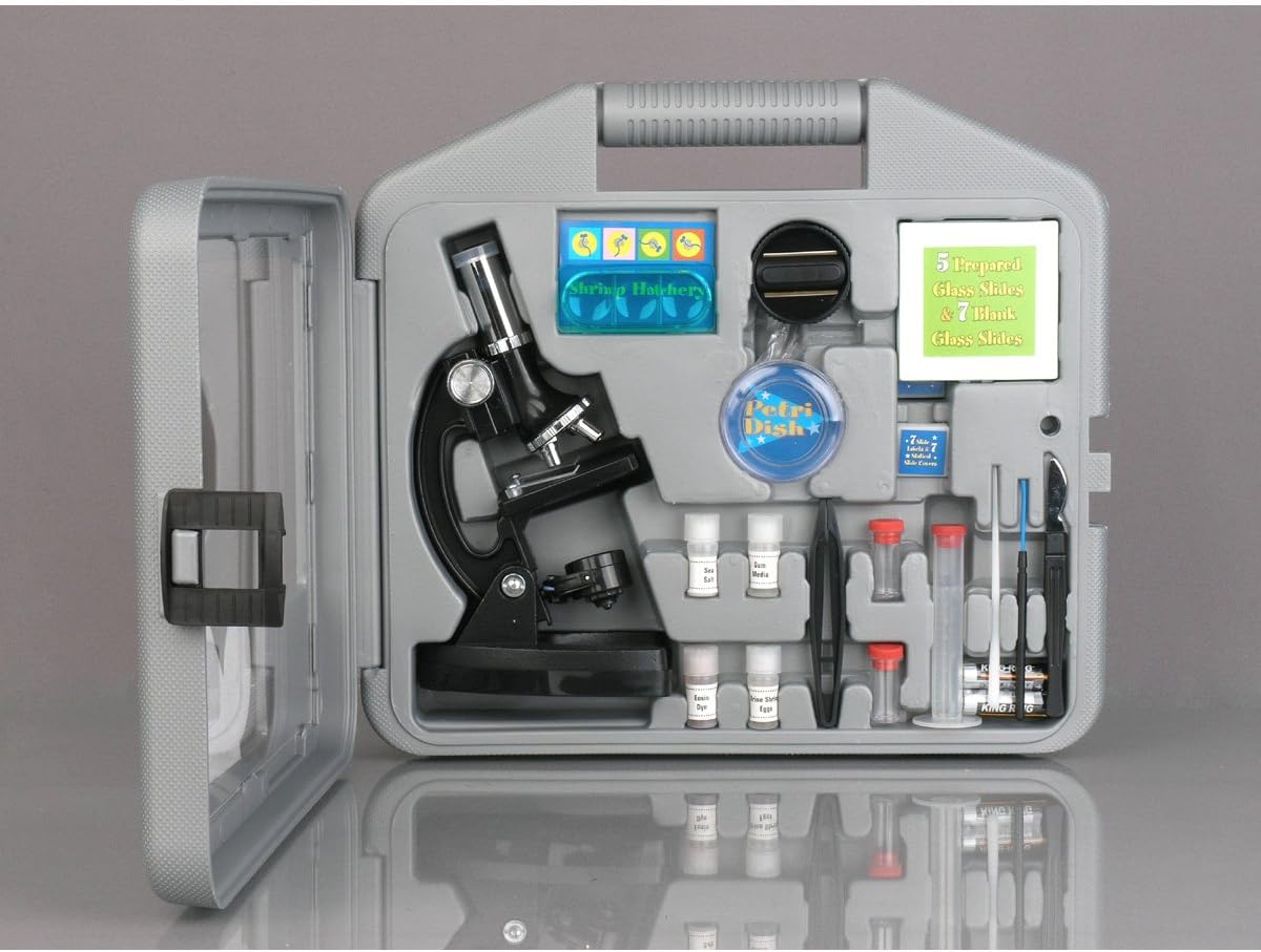 AmScope M30-ABS-KT2-WM 1200X Kit de ciencia de microscopio de 52 piezas +