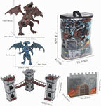 Conjunto de figuras de acción del ejército para hombres, juego de soldados de juguete medieval, castillo medieval, pequeño soldado, juguete militar, juego de plástico para hombres del ejército, juego de construcción de castillo con bolsa de almacenamiento