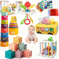 Juguetes para bebés de 6 a 12 meses, juguetes Montessori para niños de 1 año, juguete mordedor de cuerda de silicona, bloques de construcción apilables, juguete infantil infantil de 0 a 3, sensor de cubo de forma, juego de regalos para bebés y niñas