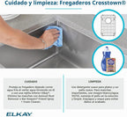Elkay Crosstown Fregadero Undermount de Acero Inoxidable 16 Gauge 32-1/2" x 18" x 10" Tazón Único con Kit de Grifo
