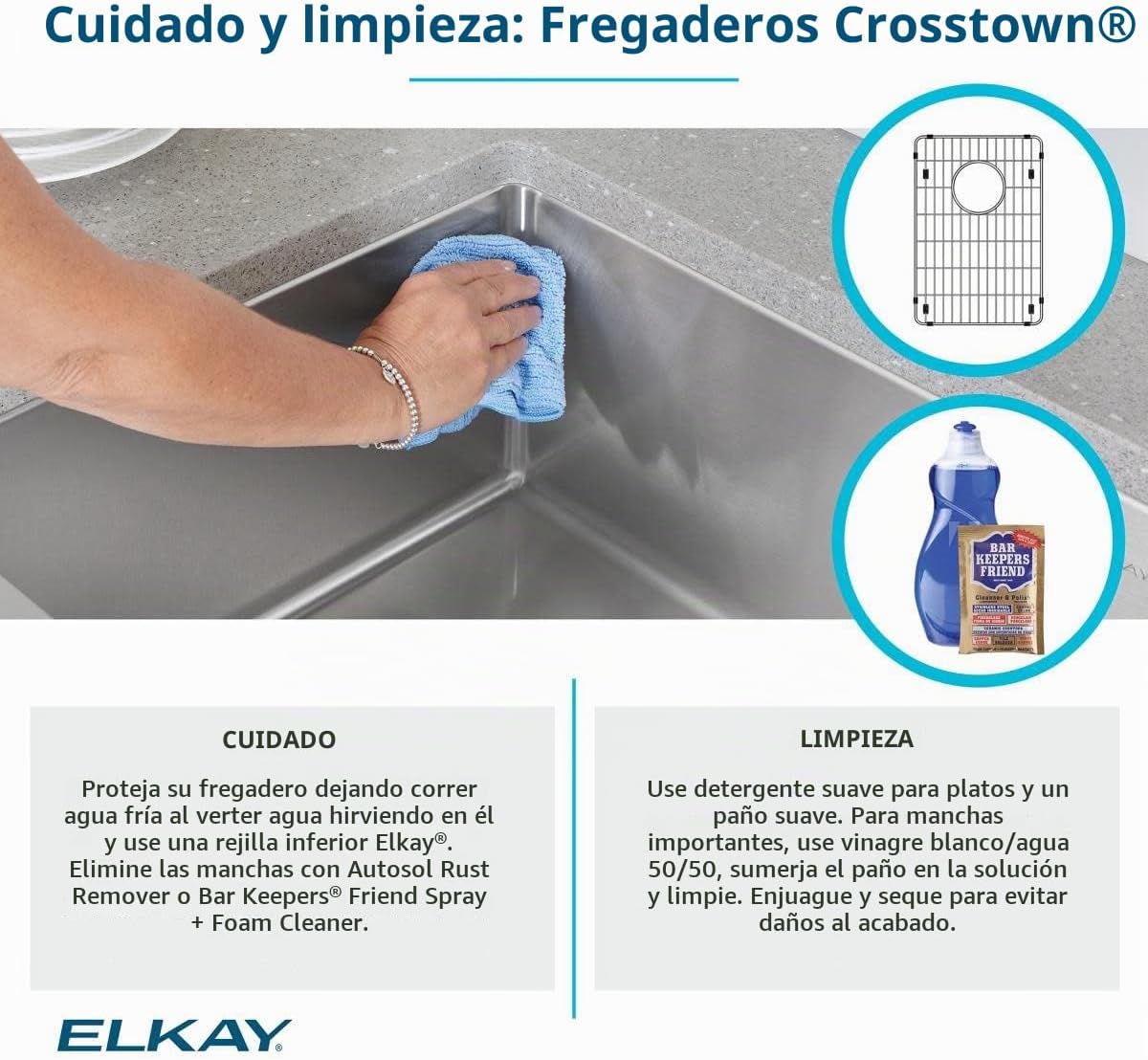Elkay Crosstown Fregadero Undermount de Acero Inoxidable 16 Gauge 32-1/2" x 18" x 10" Tazón Único con Kit de Grifo