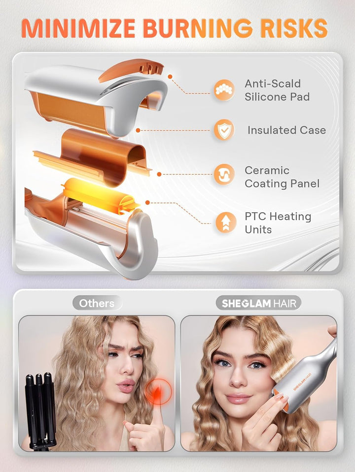 SHEGLAM 1.9 cm Ondulador Profundo para Cabello Corto, Herramienta d...